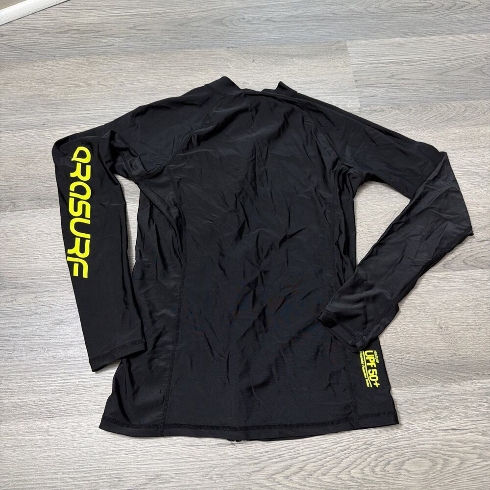 ARASURF UPF 50+ Long Sleeve Rash Guard Swim Shirt, Black Medium